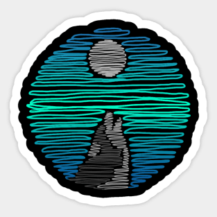 Wolf and Moonlight Sticker